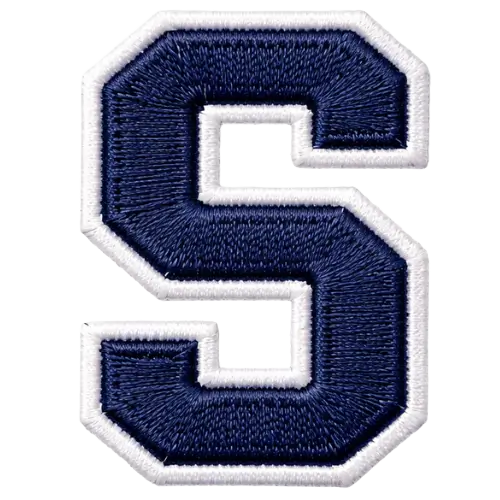 50% embroidery coverage example letter S patch.