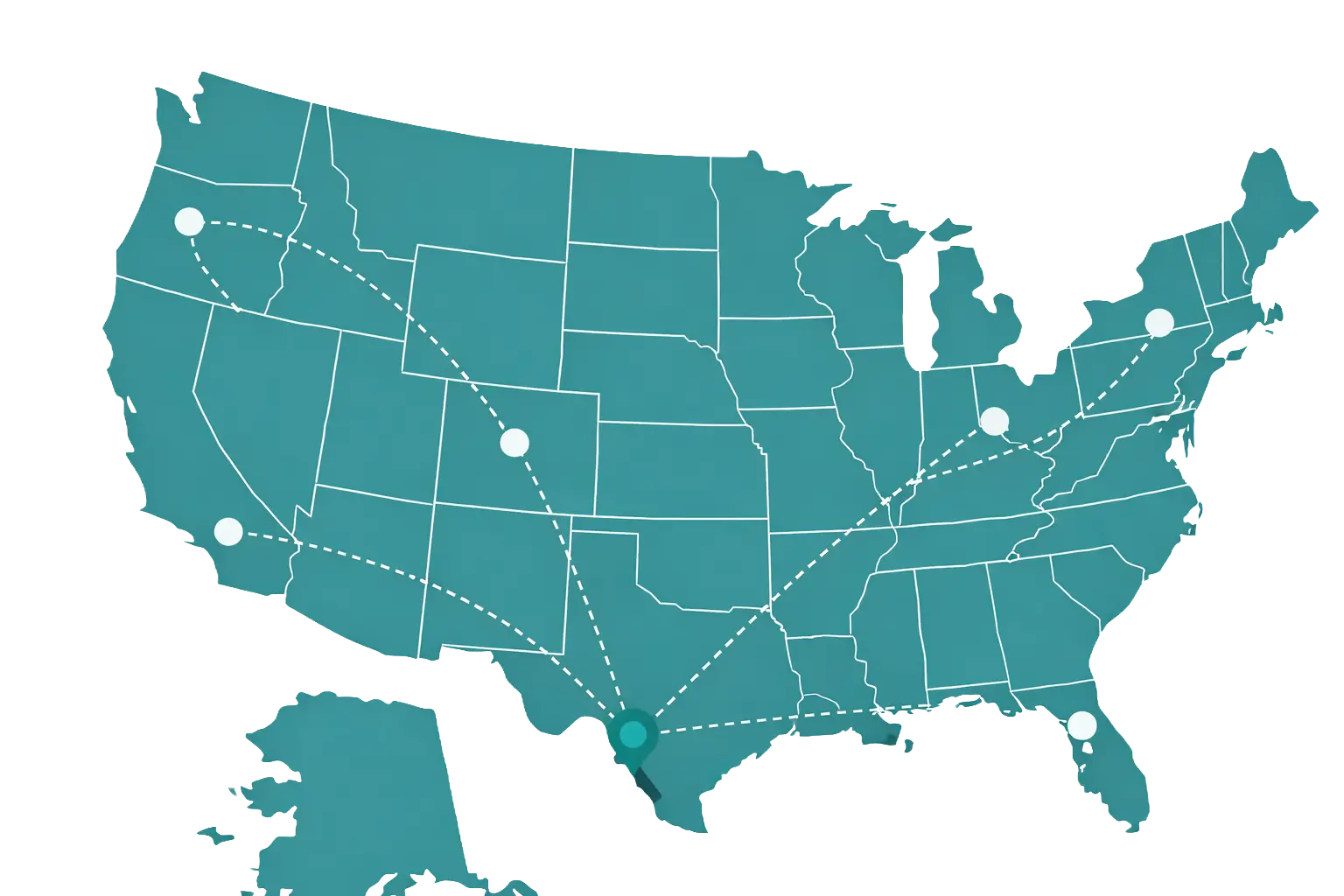 United States Map showing Logistics Routes
