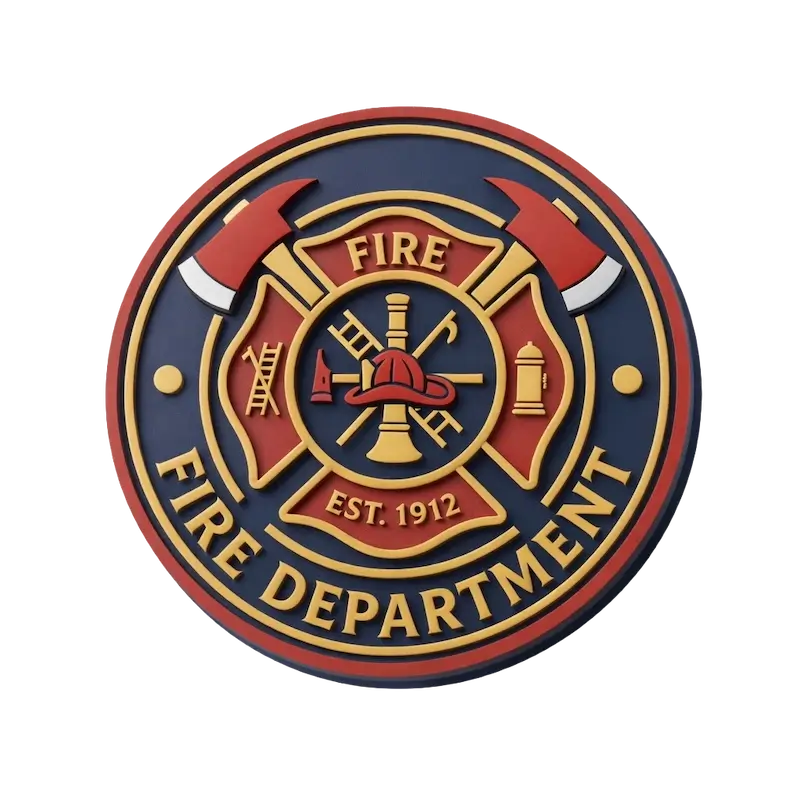 Custom made 3D PVC Fire Department morale patch with raised details and durable rubber construction.