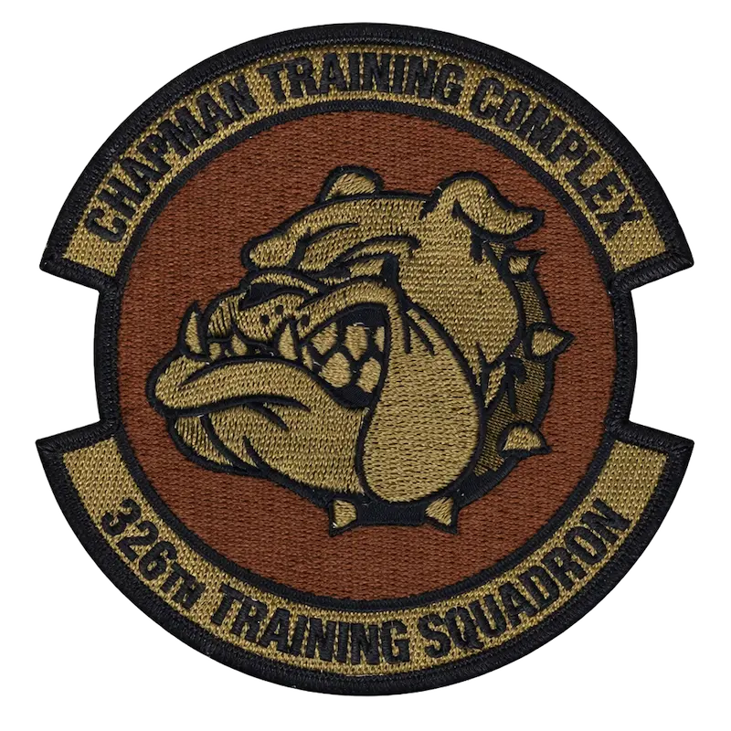 military training patch featuring embroidered bulldog emblem for unit identification