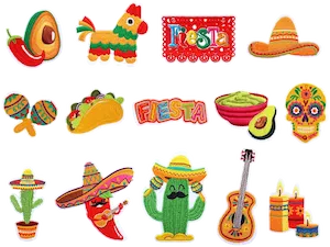 Bright embroidered chenille patches for fiesta vests