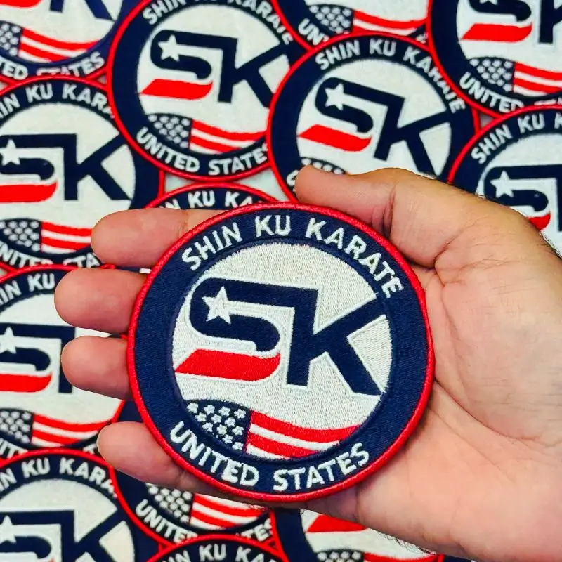 finished Shin Ku Karate patches ready for delivery