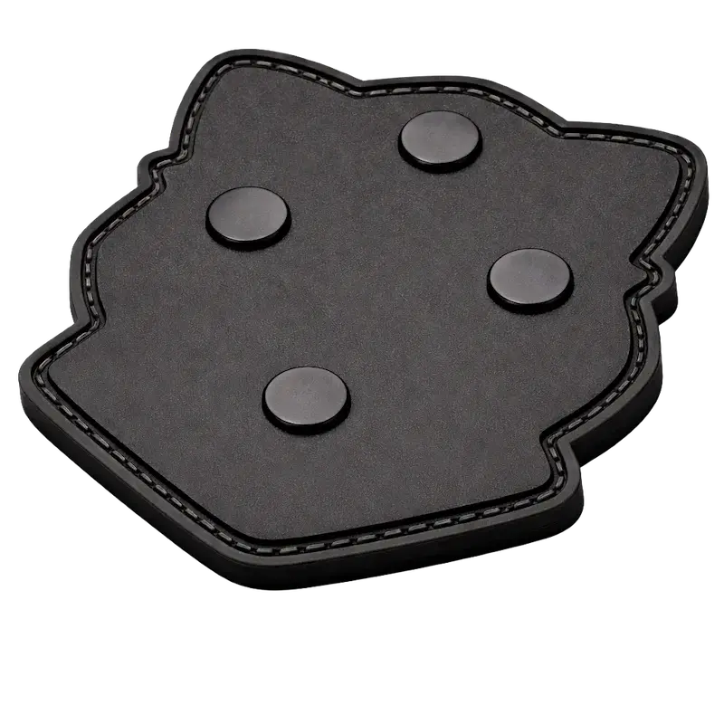 PVC patch with heavy-duty round magnets embedded on the back for attachment to metal surfaces and vehicles.