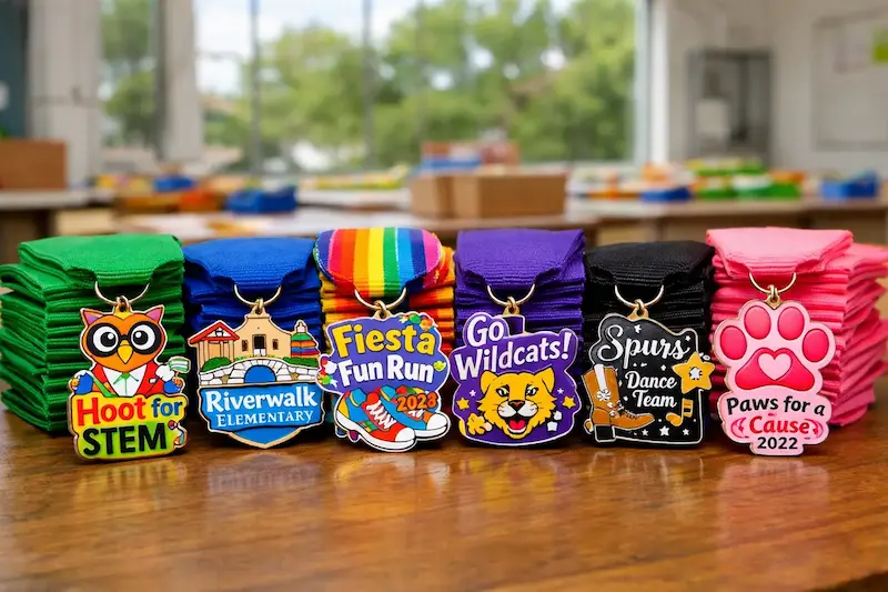 Colorful school fiesta medal